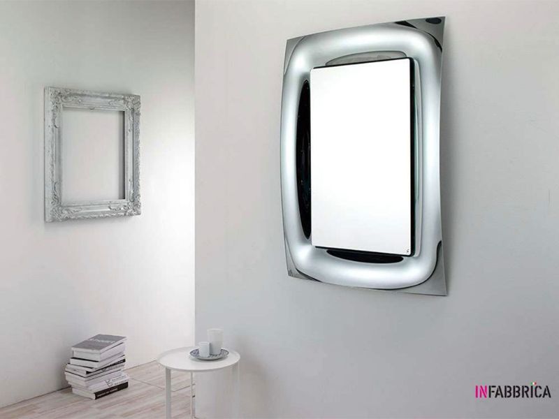 specchio da parete con cornice in vetro curvato