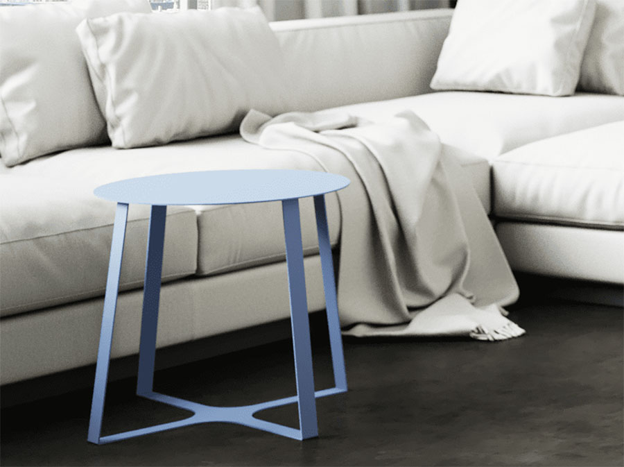 Tavolino da divano in metallo azzurro