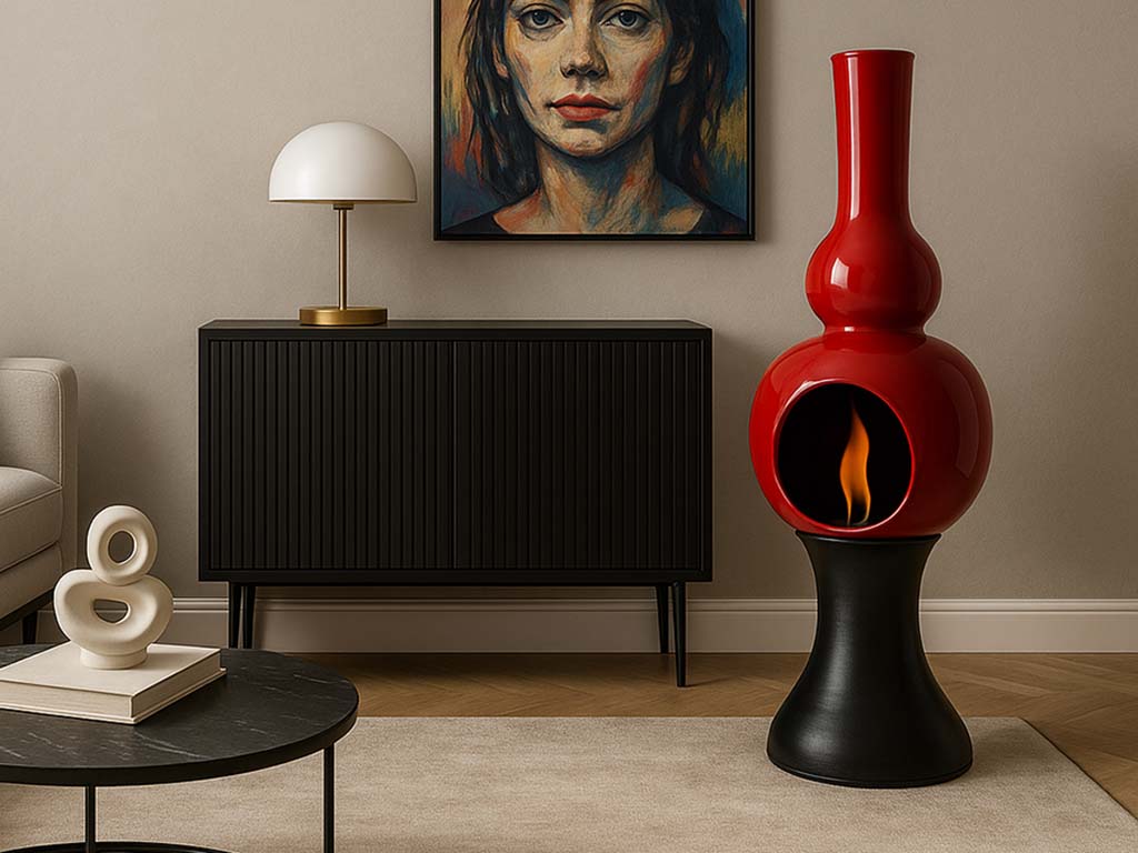 caminetto artigianale in ceramica