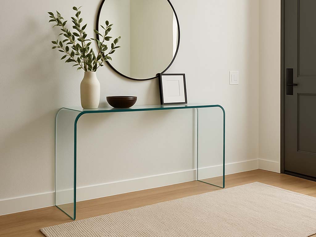 consolle vetro curvato