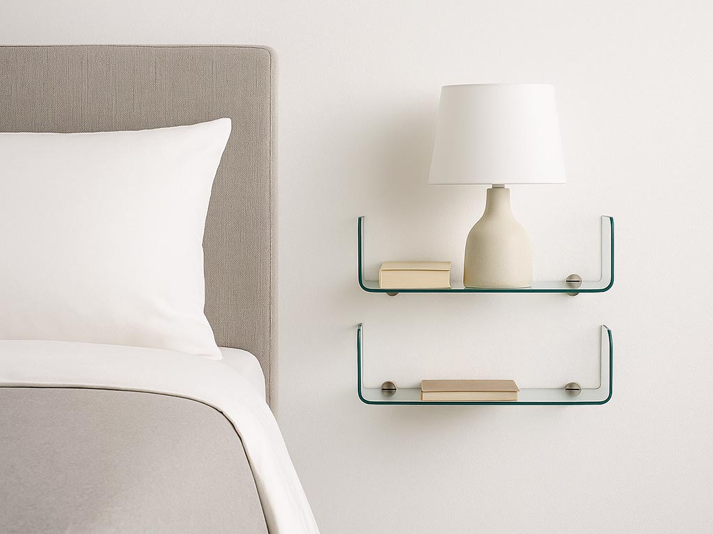 mensola vetro curvato