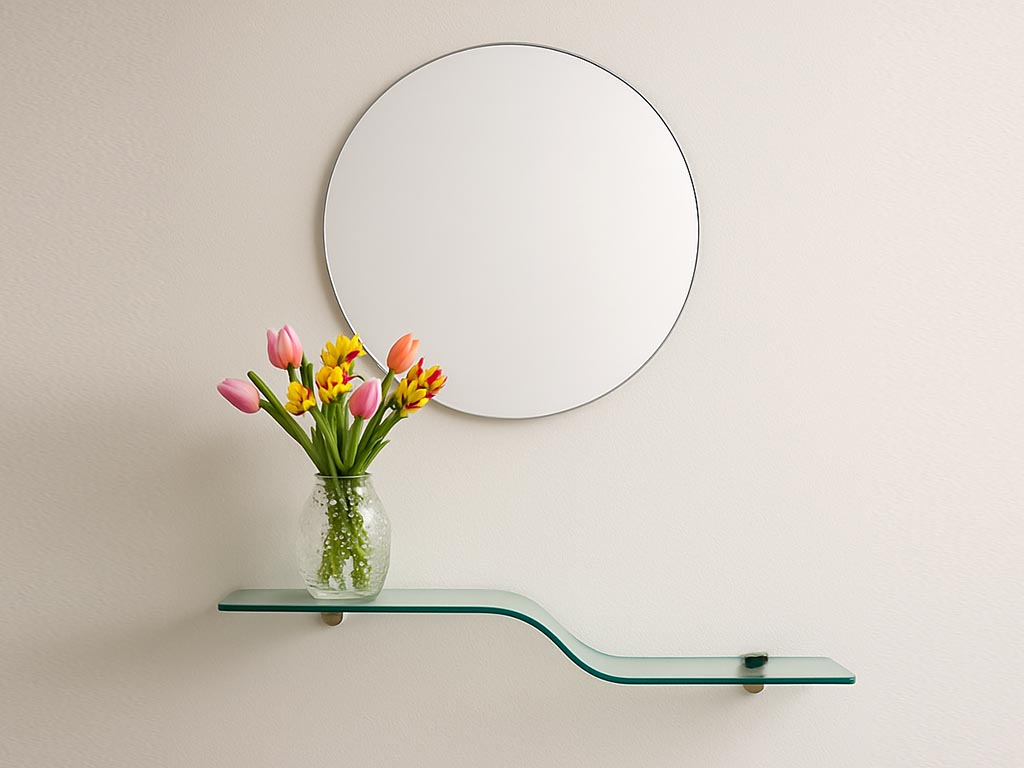 mensola vetro curvato