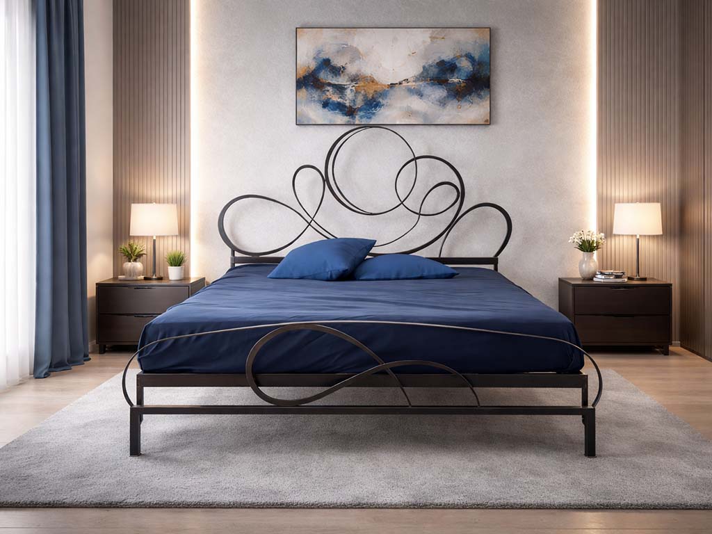 Letto in ferro battuto di design in camera da letto moderna